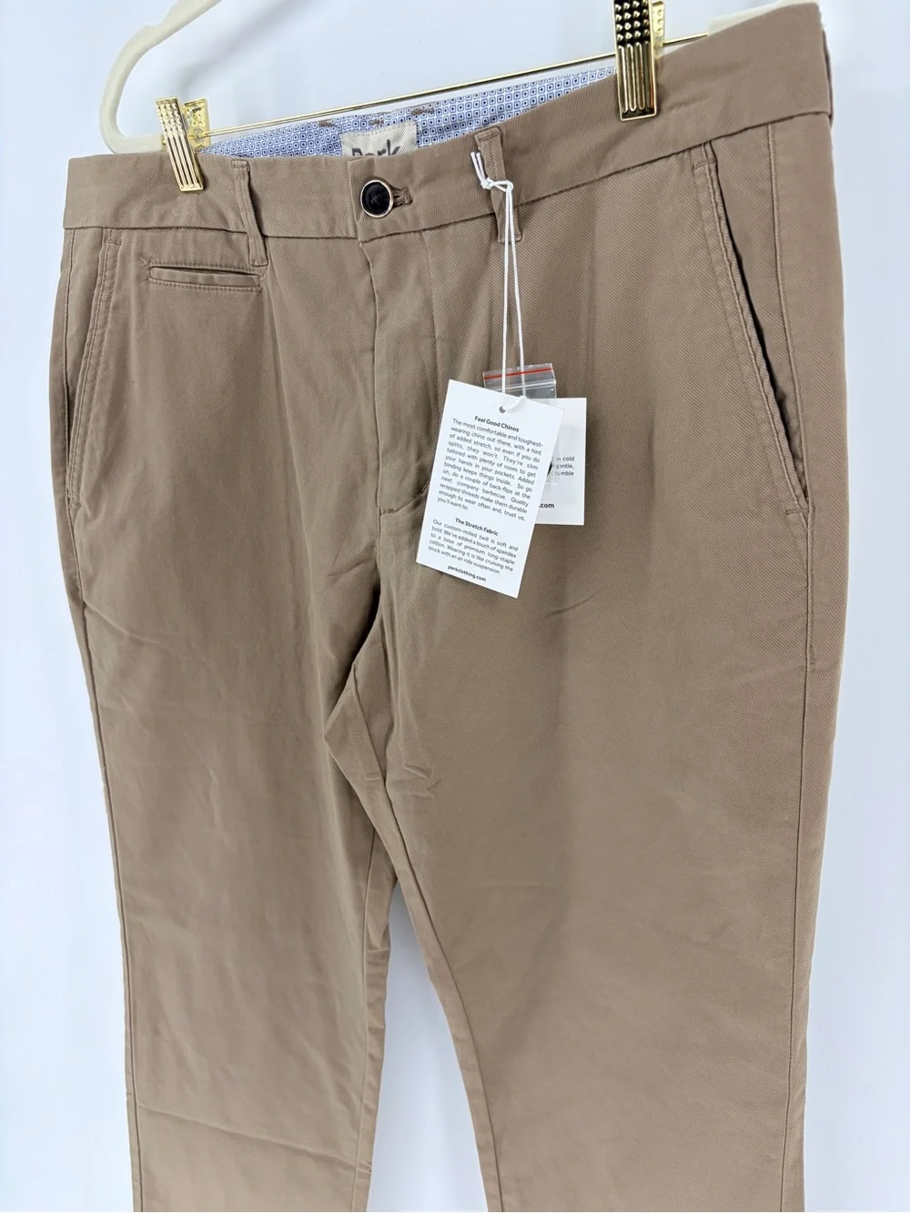 Men’s Perk Feel Good Chinos Dark Khaki Slim Fit Stretch 35x32 - Picture 5 of 12